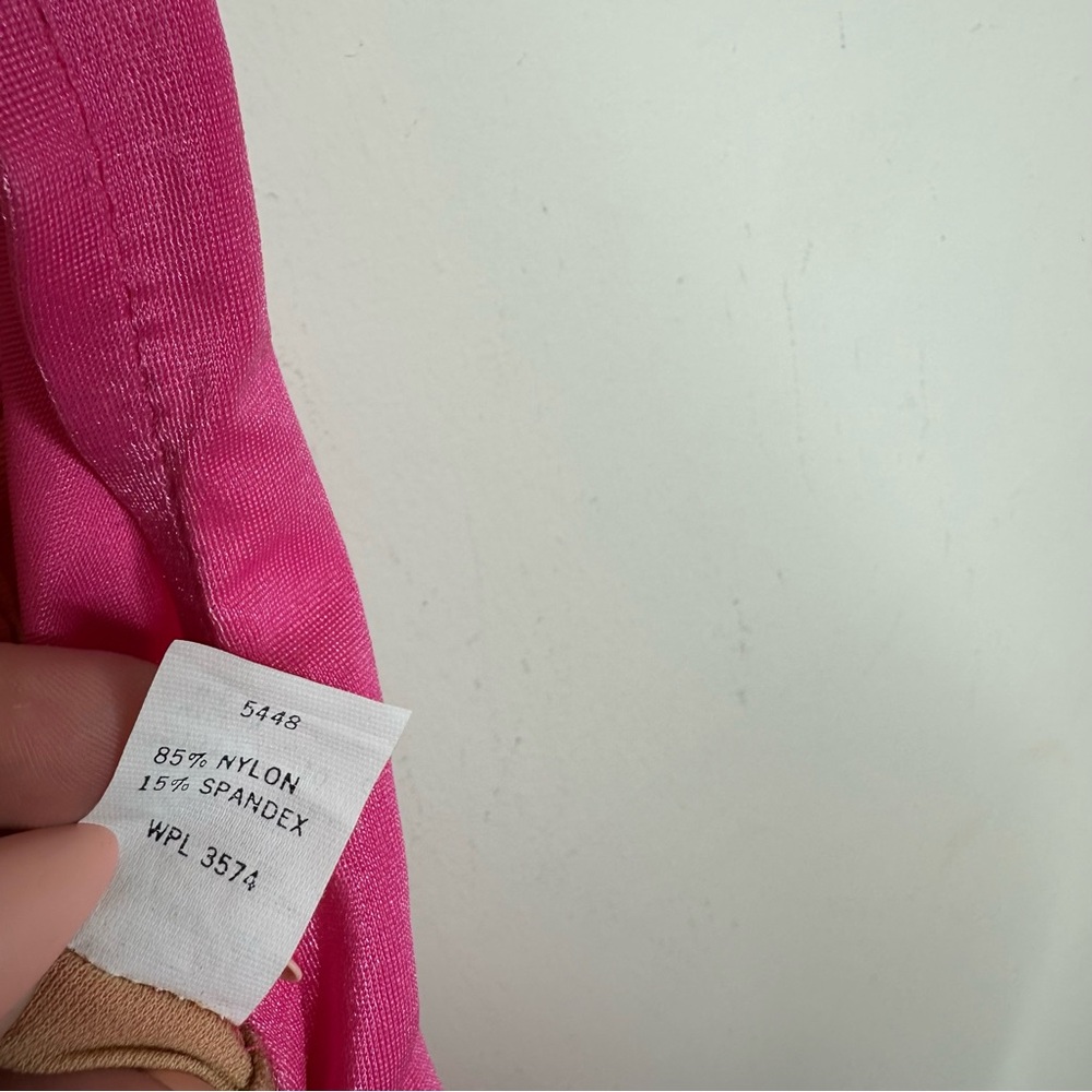Vintage Retro Barbie Hot Pink Striped One Piece Swimsuit - Picture 6 of 9
